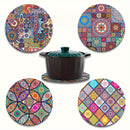 Juego de 4 Manteles Individuales de Madera con Mandala - Duraderos, Resistentes al Calor, Antideslizantes y Fáciles de Limpiar - Perfectos para el Hogar, la Oficina, Fiestas y Festivales