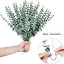100 piezas de tallos de eucalipto artificiales, hojas de verde artificial, ramas de eucalipto de plástico para centro de mesa de bodas, ramo de flores, decoración de hogar de granja, ocasión de compromiso - Verde oscuro