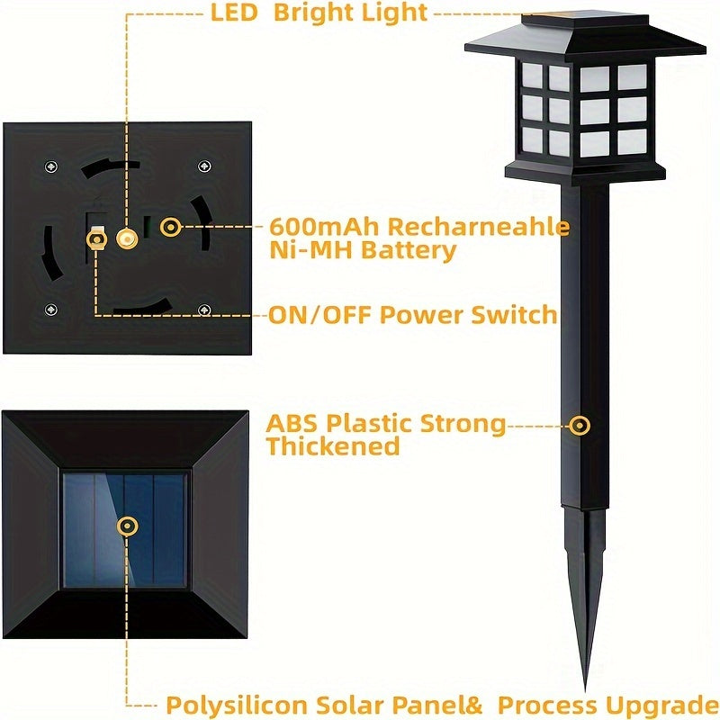 Conjunto de 12 Luces Solares LED para Jardín, Iluminación Exterior con Temporizador Automático, Diseño Pequeña Casa para Patio, Césped y Entrada, Resistentes al Clima y Eficientes en Energía, Iluminación Paisajística | Luces Decorativas para Jardín | LED