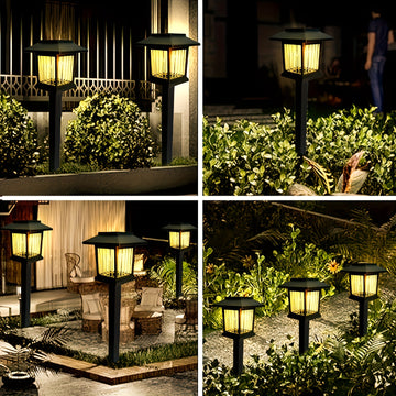 6 luces solares de jardín con clavijas - Iluminación LED exterior para caminos, luz cálida/blanca, encendido/apagado automático, fácil instalación, ideal para jardín, cabaña, parque o calle - Regalo perfecto para Navidad y Halloween, iluminación solar ex