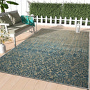 1 pieza de alfombrilla de área al aire libre estilo bohemio - Ligera, antideslizante, fácil de limpiar, alfombrilla de poliéster con patrones intrincados azules y beige para verano y otoño - Perfecta para campistas, muelles, balcones, patios, jardines tr