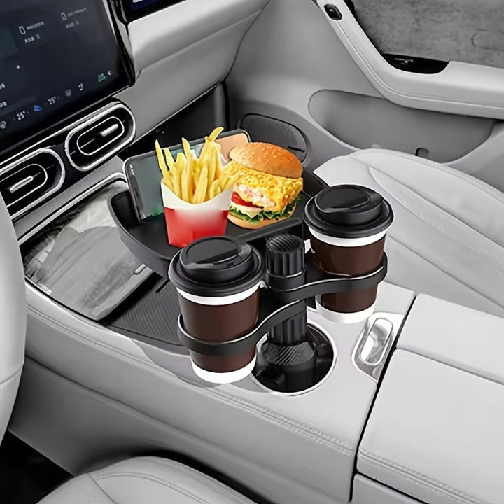 Plato de soporte para taza de coche 3 en 1 y mesa de comedor - Altura ajustable, plato giratorio y plato desmontable, diseño ergonómico para un acceso seguro y fácil a la taza de coche, plato de soporte para taza de coche, accesorio de interior de vehícu