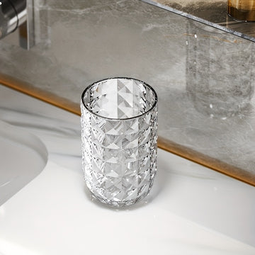 Juego de vasos de enjuague de plástico con diseño geométrico de lujo para parejas, accesorios para baño, decoración del hogar, porta cepillos de dientes para pareja