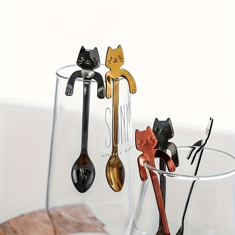 1 Pieza, Cuchara Creativa De Acero Inoxidable, Cuchara Colgante De Gato De Dibujos Animados 304, Cuchara Linda Para Taza, Cuchara Mezcladora De Café, Para Casa, Oficina, Cafetería, Fiesta, Cubiertos