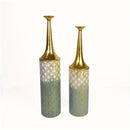 Juego de 2 Grandes Jarrones Decorativos Altos para Suelo - 23.4/26 pulgadas, Gran Jarrón Costero para Decoración del Hogar en la Sala de Estar, Jarrones Rústicos de Flores Metálicos para Planta y Casa de Campo