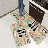 Alfombra de cocina moderna con diseño de cubiertos y letras, en poliéster, 1 unidad