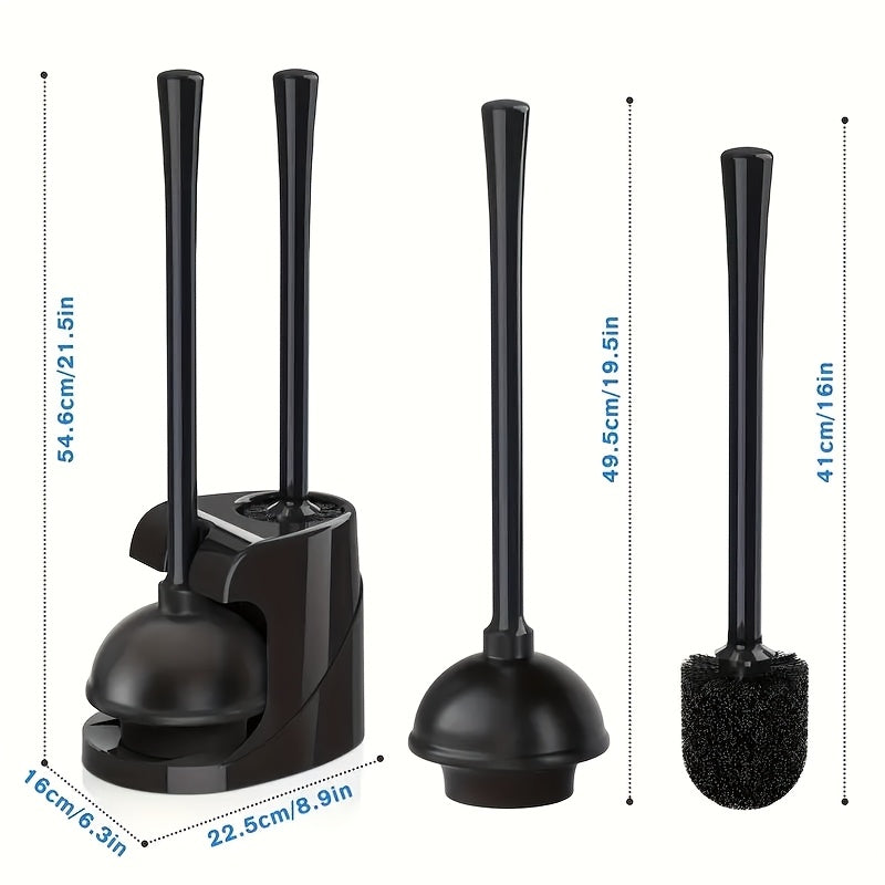 Juego de Cepillo y Desatascador de Inodoro 2 en 1 - Cabeza Giratoria, Plástico Duradero, Kit de Limpieza para Baño, Accesorios de Baño