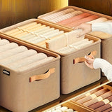 4 piezas de cesta de almacenamiento de tela Boho con asas, organizador multi-funcional apilable para ropa y juguetes, marco grueso duradero, diseño que ahorra espacio para el hogar, dormitorio, armario, estantes.