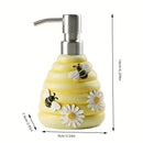 Dispensador de Jabón de Resina con Abeja y Girasol - Libre de BPA, Bomba de Loción Recargable para Decoración de Baño y Cocina