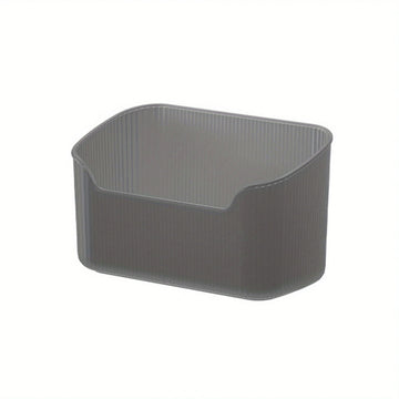 Caja organizadora de maquillaje plástica ligera, 1 pieza - Diseño elegante en blanco y gris, con múltiples compartimentos, para baño y tocador, sin necesidad de energía eléctrica, almacenamiento estético, fácil instalación