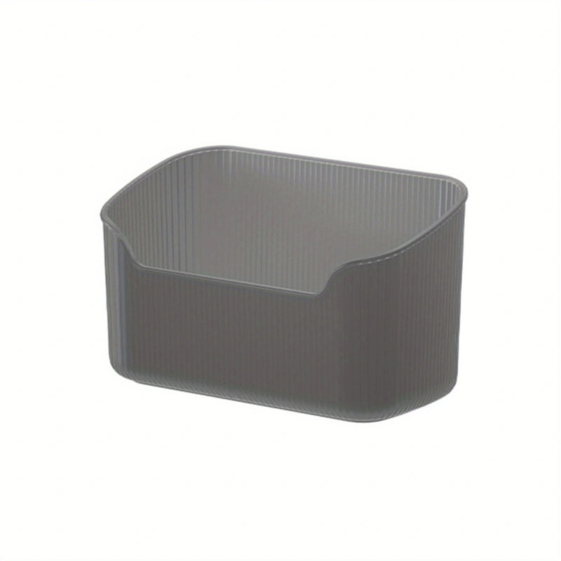 Caja organizadora de maquillaje plástica ligera, 1 pieza - Diseño elegante en blanco y gris, con múltiples compartimentos, para baño y tocador, sin necesidad de energía eléctrica, almacenamiento estético, fácil instalación