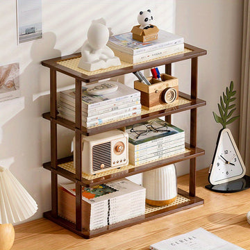 1pc Estante de Libros de Madera Moderno para Escritorio - Estante de Almacenamiento Montado en el Suelo para Sala de Estar y Estudio, Material de Madera Dura, No Requiere Electricidad, Montaje Fácil, Decoraciones para Estantes de Libros