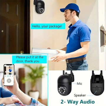 OURLIFE Cámara de Seguridad Exterior con Detección de Humanos/Mascotas, 1080P HD WiFi, Pan-Tilt, Audio Bidireccional, Alertas de Movimiento, Alimentación USB, Visión Nocturna, Inalámbrica IP, para Hogar/Negocio/Oficina, Monitoreo de Mascotas, Diseño de A
