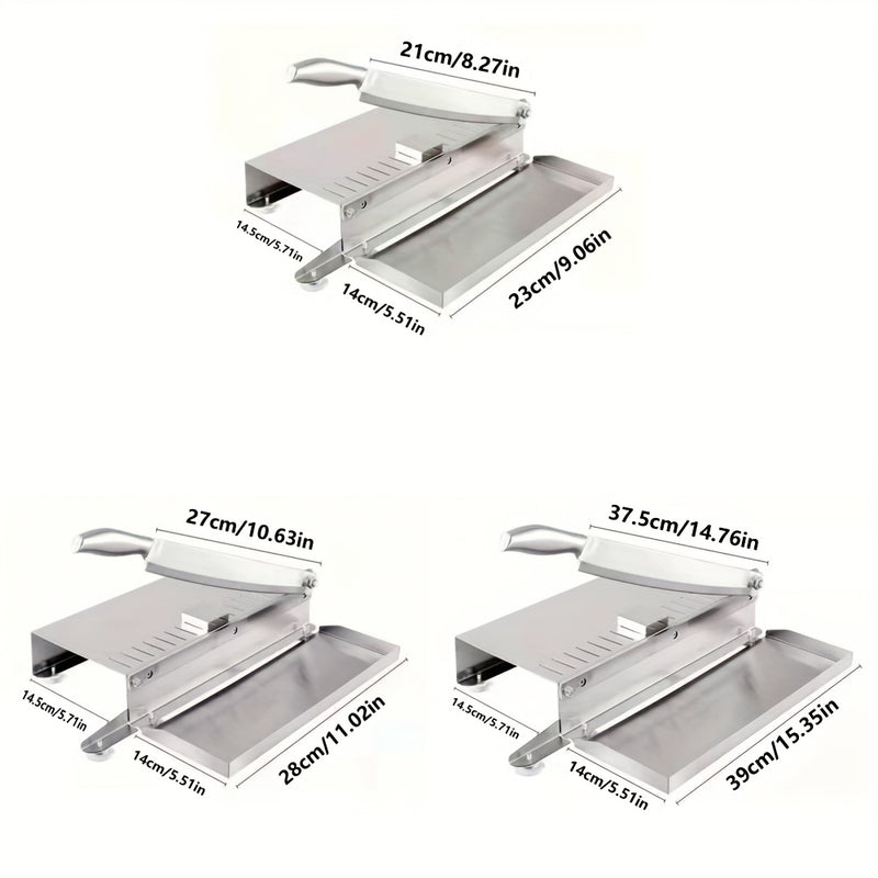 1pc Cortador Multifuncional de Acero Inoxidable - 201 Cuchilla Manual para Carne Congelada, Costillas de Cerdo y Materiales Medicinales - Uso Doméstico y Comercial con Seguro Ergonómico y Mango Antideslizante