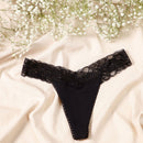 Tanga de cintura de encaje perfecta para todos los días - negra