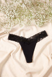 Tanga de cintura de encaje perfecta para todos los días - negra