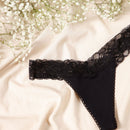 Tanga de cintura de encaje perfecta para todos los días - negra