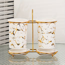 1 Juego, Soporte de Utensilios, Cilindro de Almacenamiento, Utensilios de Cocina y Restaurante, Material Cerámico, Diseño de Cilindro Doble, Adecuado para Almacenar y Organizar Cuchillos, Tenedores, Cucharas, Palillos en Encimeras de Cocina