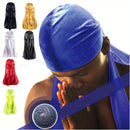 Gorro de ducha tipo bandana para hombres, durag sedoso con cola larga para ondas