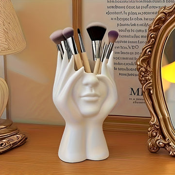 Porta Pinceles de Maquillaje Escultura Artística Única, Organizador de Escritorio para Brochas, Material Decorativo en Resina, Diseño Antideslizante y Ligero, Adecuado para 11 Festivales