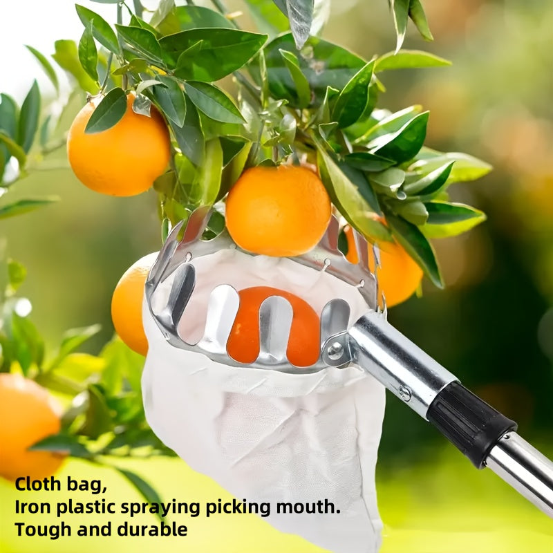 XXSL 1 pieza, herramientas de recolección de árboles altos de acero inoxidable - mango ergonómico, bolsa de recolección de frutas de metal duradero para manzanas, aguacates, melos, limones - herramientas de jardín y huerta, regalo de Día del Trabajo y Dí