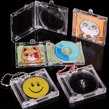 5 unidades de Mini Estuches de CD con llavero, Cajas de plástico transparente con cadenas, Material de plástico duradero, para entusiastas de la música