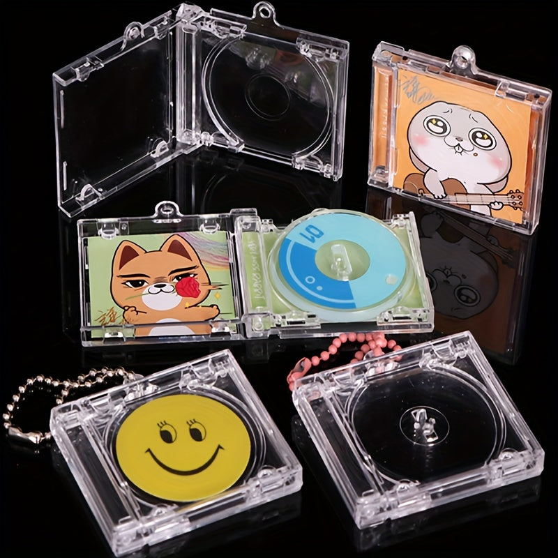 5 unidades de Mini Estuches de CD con llavero, Cajas de plástico transparente con cadenas, Material de plástico duradero, para entusiastas de la música