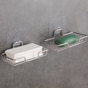 Jabonera de Acero Inoxidable de Fácil Instalación - Montaje en Pared, Diseño de Drenaje Sin Taladro para Baño y Cocina
