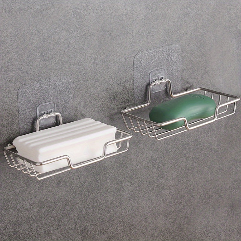 Jabonera de Acero Inoxidable de Fácil Instalación - Montaje en Pared, Diseño de Drenaje Sin Taladro para Baño y Cocina