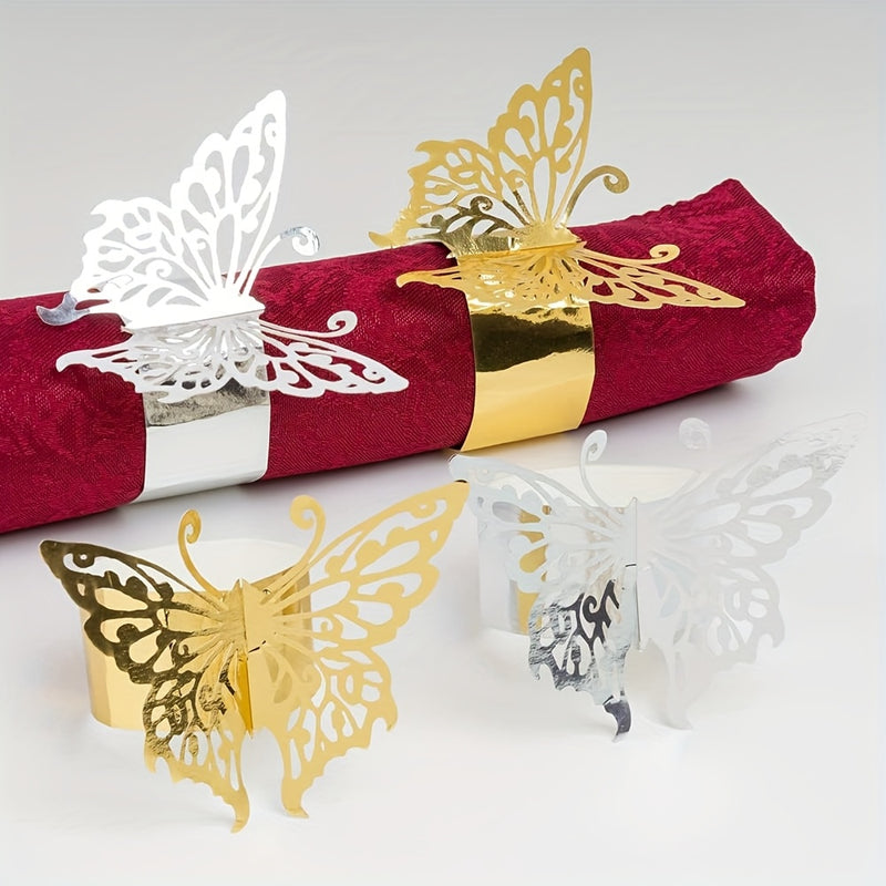 50/100 piezas, anillos para servilletas de mariposa, anillos para servilletas de decoración de cumpleaños, granja, boda, restaurante, hotel, Día de San Valentín, banquete, decoración de mesa de bufé, regalos de fiesta, decoración de mesa familiar