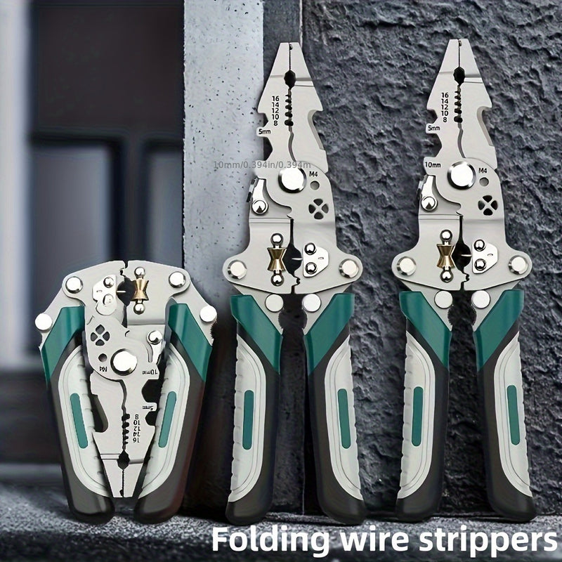 Alicates multifuncionales para pelar cables, diseño plegable, ideales para trabajos eléctricos, tuberías de agua, crimpar, cortar y torcer, herramientas de metal duraderas, versátiles