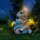 1pc XXOASIS Figura de resina de motocicleta de cachorro con energía solar, decoración de jardín con tema animal con control de interruptor, batería de níquel, ideal para patio, césped, balcón, alféizar de ventana, regalo único de vacaciones