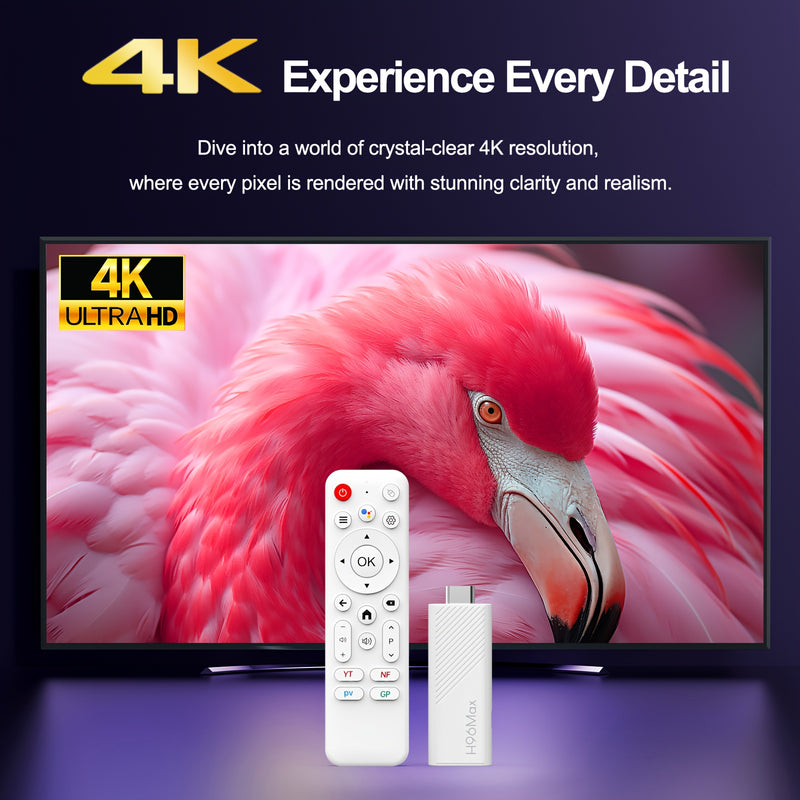 H96Max H313 TV Stick Android 4K - Wi-Fi 6, 2.4G y 5G, USB 2.0, sin batería, control remoto, resolución 4K, Android 14, sistema de entretenimiento, alimentación por USB