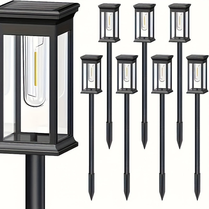 Paquete de 4/8 luces solares de hierba de tungsteno - Iluminación exterior LED para caminos, jardines, patios y corrales con diseño de montaje semienterrado, sombra de polipropileno y sin control remoto, luces solares para jardines, iluminación de camino