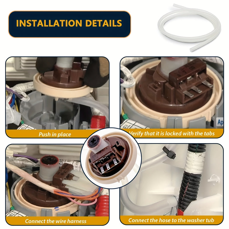 Unidad de sensor de presión de lavadora DC96-01703C, interruptor de presión de nivel de agua de lavadora, reemplaza PS4217081 AP5581361 Compatible con lavadora Samsung: WA400PJHDWR, WA40J3000AW, etc.