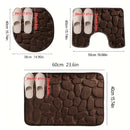 3 piezas Conjunto de alfombras de baño de patrón geométrico, Antideslizante, Tejido de punto, Hecho a máquina Alfombras de baño de poliéster, Esponja suave absorbente, Kit de alfombra de baño cómodo con alfombrilla de inodoro, solo para lavado a mano