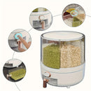 Balde de Arroz (Capacidad 4.54-6.8 KG), Dispensador de Almacenamiento de Granos, Caja para Granos Secos Giratoria 360°, 6 Compartimentos de Fácil Acceso para Granos Pequeños y Legumbres en la Cocina, ¡Caja de Almacenamiento de Arroz con Salida a Un Toque!