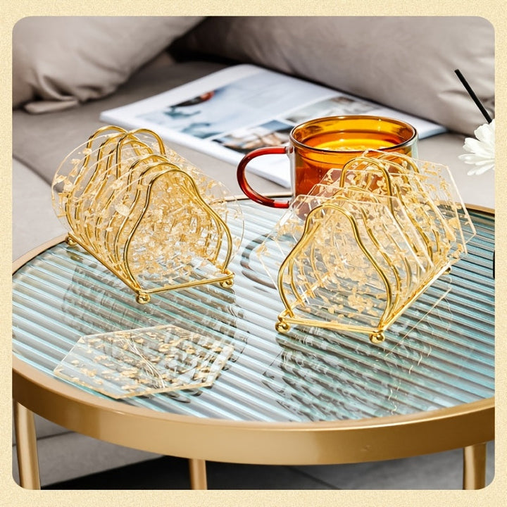 1pc Estante Multifuncional Geométrico para Cocina, Comedor, Plato, Plato, Horno, Toaster, Estante de Toallas de Papel de Hotel de Alta Gama, Estante de Toallas de Papel de Alta Calidad, Electrochapado en Oro, Suministros Universales para el Hogar