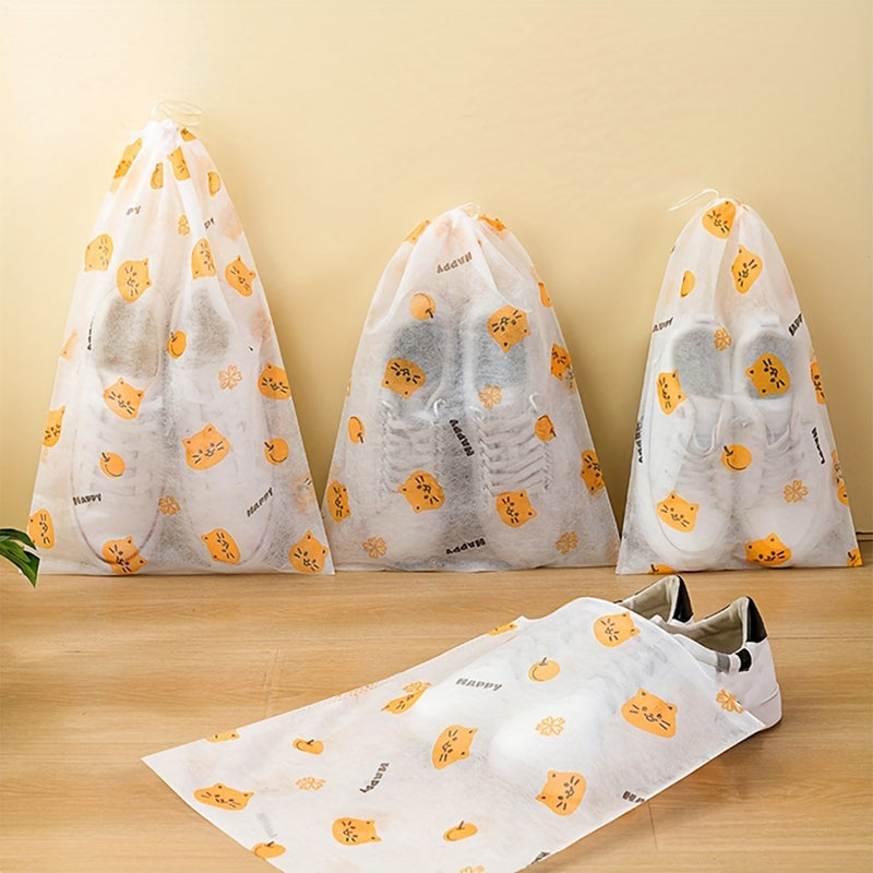 10 piezas de bolsas de almacenamiento de zapatos HEART LEAF - Pruebas de polvo, pruebas de polilla y organizador de tejido no tejido para zapatos pequeños y grandes, transparentes con cierre de cordón, mantienen tu gabinete de zapatos organizado y elegan