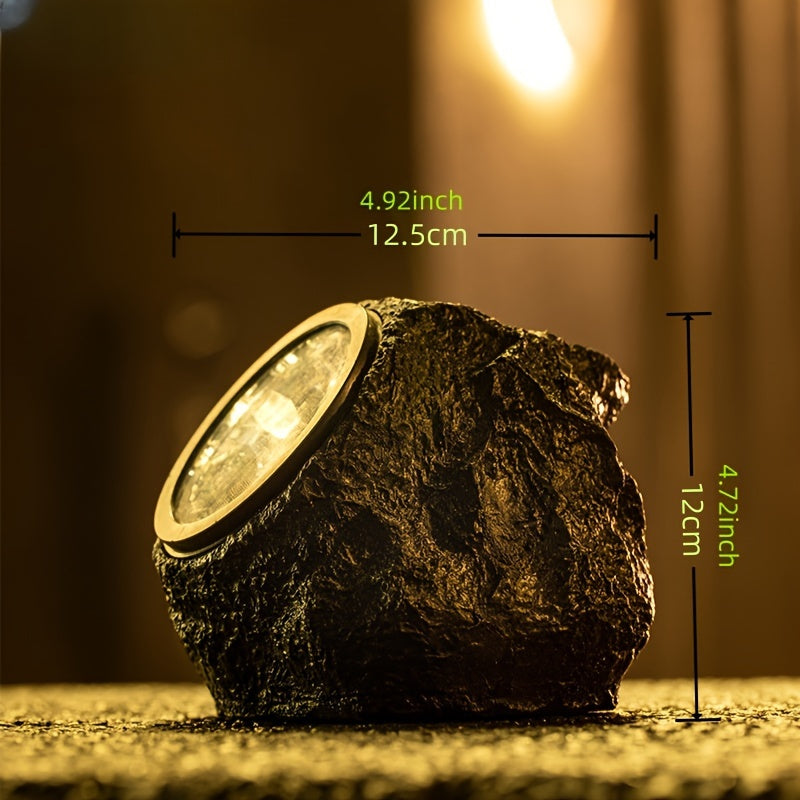 1pc de Lámpara de Piedra de Simulación Solar, Disponible en Luz Cálida/Luz Blanca, con Dos Opciones de Colores LED, Adecuada para Caminos, Patios, Céspedes, Jardines de Villa y Como Regalos para Navidad y Halloween.