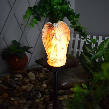 Ángel Blanco Solar Lámpara de Resina Artesanal con LED Iluminación Exterior para Jardín Luz Solar Decorativa para Césped y Senderos, Luces Paisajísticas para Patio y Fiestas