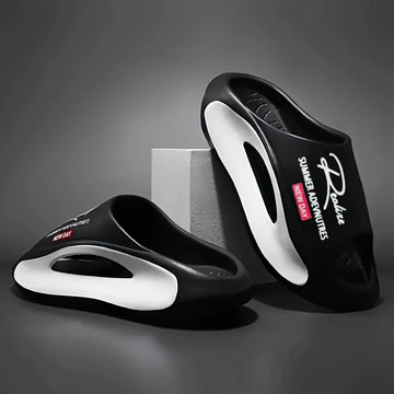 Pantuflas ligeras para hombre de EVA, diseño de caricatura en blanco y negro, punta abierta, cómodas sin cordones, para uso en interiores y exteriores, calzado para todas las estaciones, moderno y transpirable