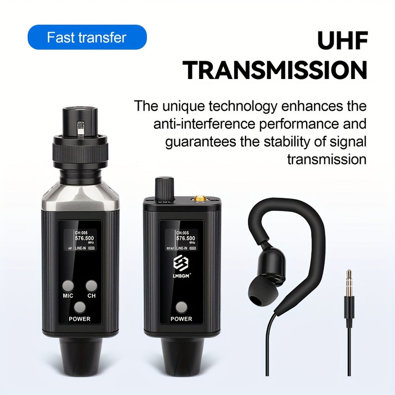 Sistema de monitoreo inalámbrico LMBGM con auriculares recargables por USB, rango de recepción de 3,0 metros, respuesta de frecuencia de 3,0 Hz a 20 kHz, diseño compacto para escenario, estudio, iglesia, karaoke y uso de actuación, auriculares inalámbric