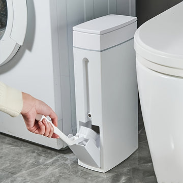 Basurero de Una Pieza con Cepillo de Gran Capacidad de 4.5L para Hogar, Función Desodorizante, Diseño Inteligente y Silencioso de Apertura/Cierre, Adecuado para Espacios del Hogar como Salón, Dormitorio, Oficina, Baño Público, Cepillo Integrado en el Con