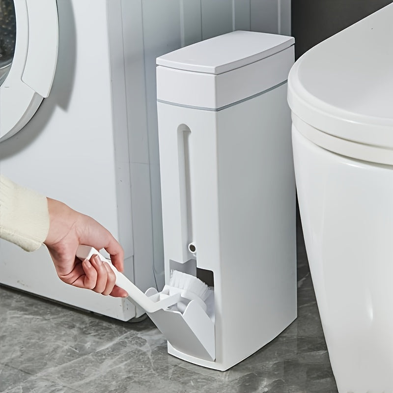 Basurero de Una Pieza con Cepillo de Gran Capacidad de 4.5L para Hogar, Función Desodorizante, Diseño Inteligente y Silencioso de Apertura/Cierre, Adecuado para Espacios del Hogar como Salón, Dormitorio, Oficina, Baño Público, Cepillo Integrado en el Con