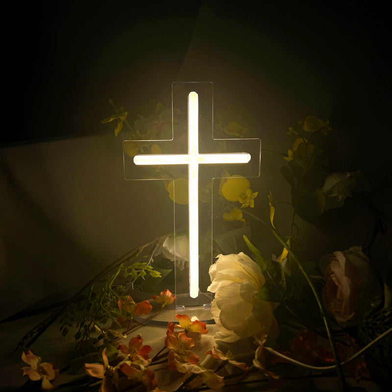 1 pieza de luz de neón de la cruz de Jesús, luz de neón LED para decoración del hogar, decoración de pared blanca, Navidad, Año Nuevo, boda, letrero de fiesta de cumpleaños, decoración de Pascua.