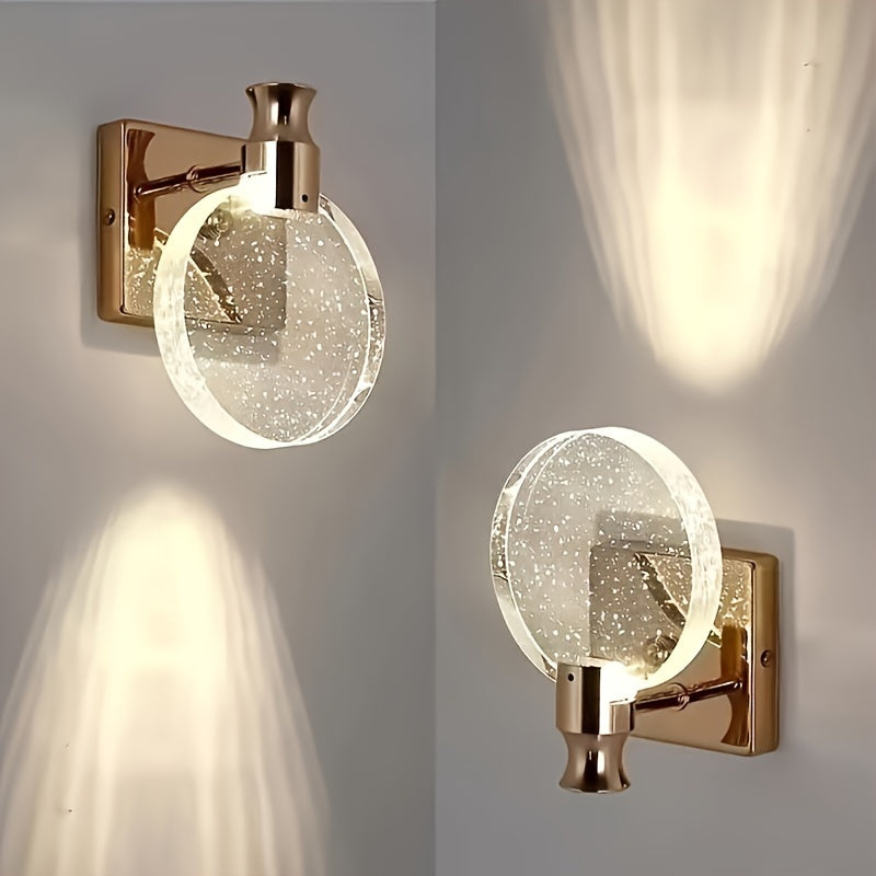 Lámpara de pared de cristal moderna, regulable, pantalla de lámpara de vidrio, adecuada para dormitorio de hotel, sala de estar, pasillo, baño, AC 85-265V