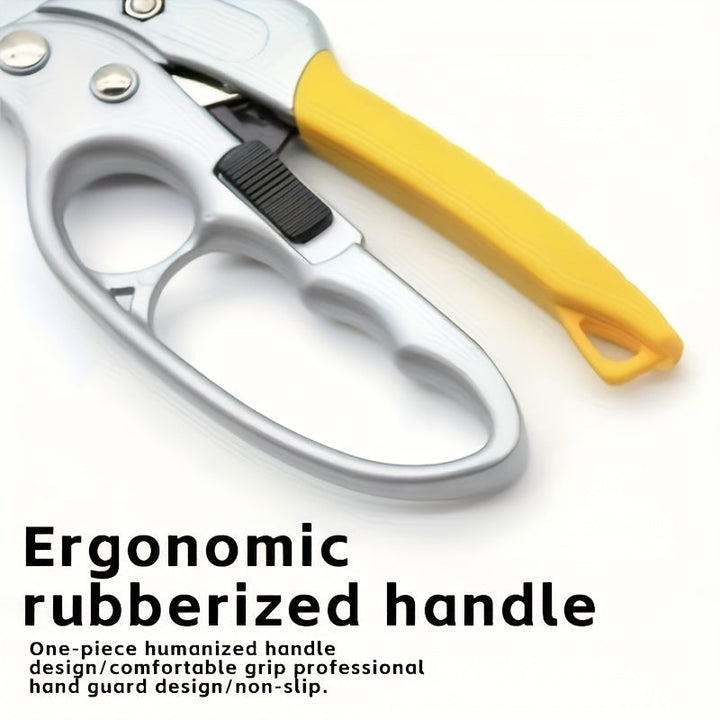 Tijeras de poda profesionales, tijeras de jardín de paso de oveja, hoja de acero, mango ergonómico, ratchet segmentado afilado, con bloqueo deslizante, para podar de manera eficiente, esenciales para el jardinería doméstico.