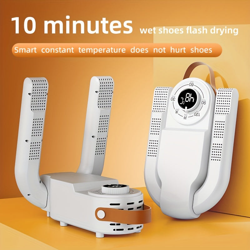 Secador de zapatos UV plegable, secado rápido por calor, control inteligente de temperatura constante, enchufe estadounidense de 110 V-130 V, desodorizante portátil con función de temporización automática para uso doméstico.
