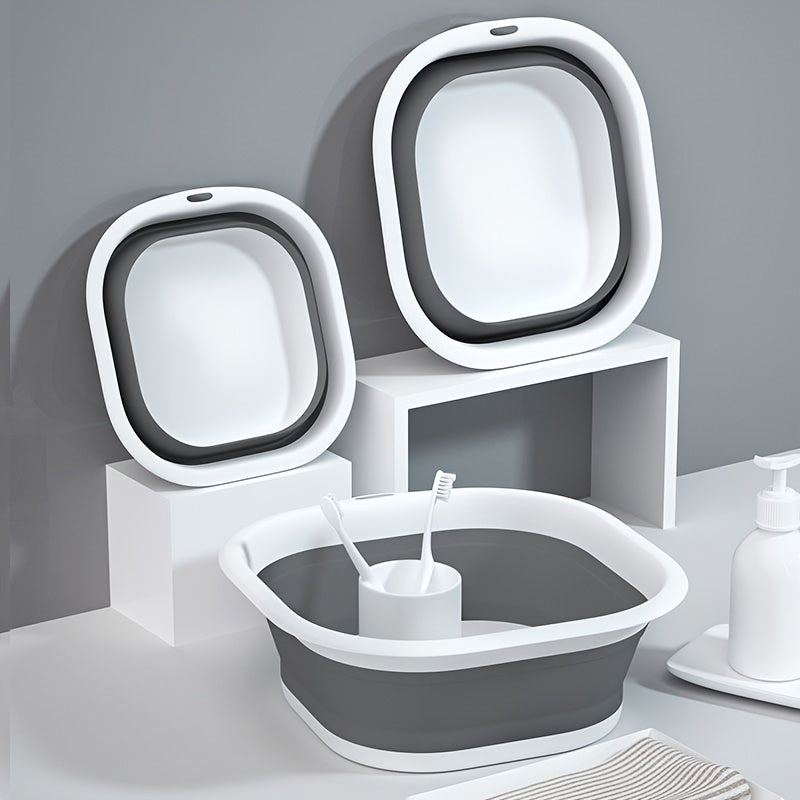 1 pieza, lavabo portátil plegable, lavabo de plástico grueso duradero para manos y pies, diseño de almacenamiento expansible, no necesita electricidad, ideal para el hogar, dormitorio, uso al aire libre, artículos esenciales del hogar, lavabo de lavadora